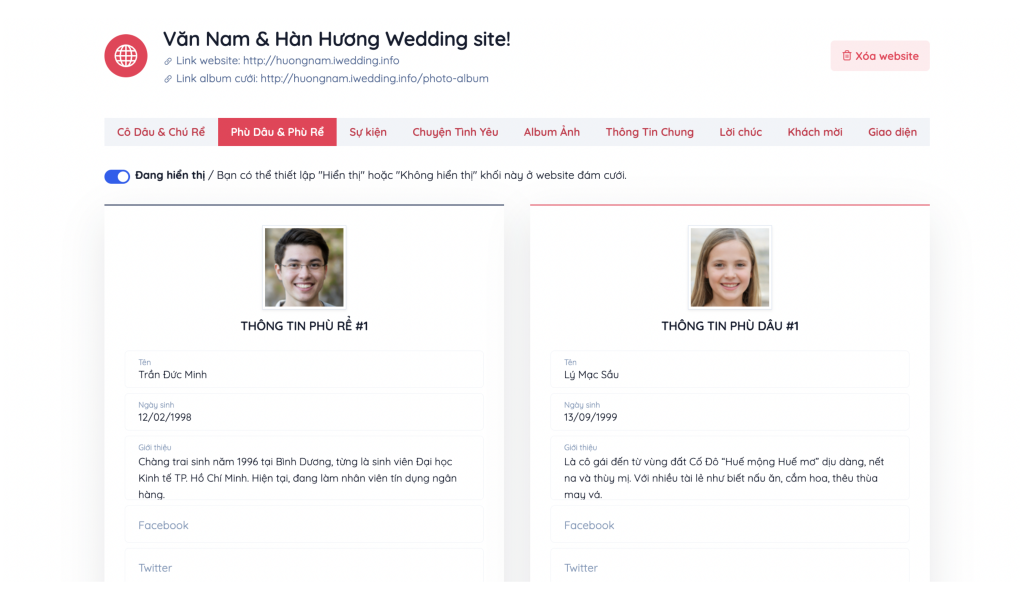 IWedding - Nền tảng tạo website đám cưới miễn phí